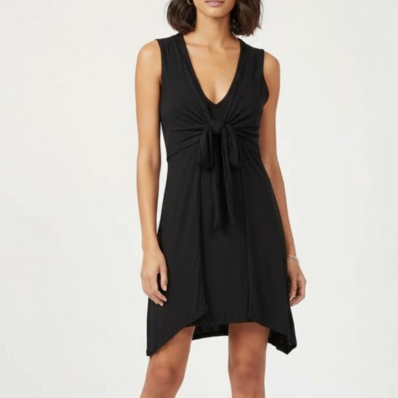 All Saints Dresses & Skirts - AllSaints Jayda Dress Womens Medium Black Sleeveless Tie Front Drape Jersey Mini